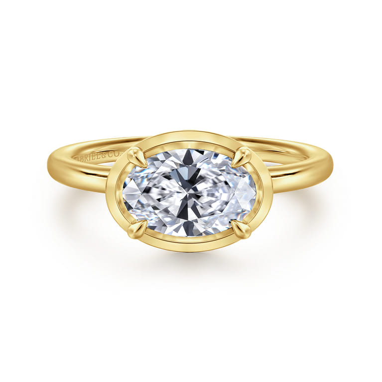 Linen - 14K Yellow Gold Oval Diamond Engagement Ring - Shot 1