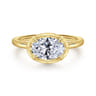 Linen - 14K Yellow Gold Oval Diamond Engagement Ring