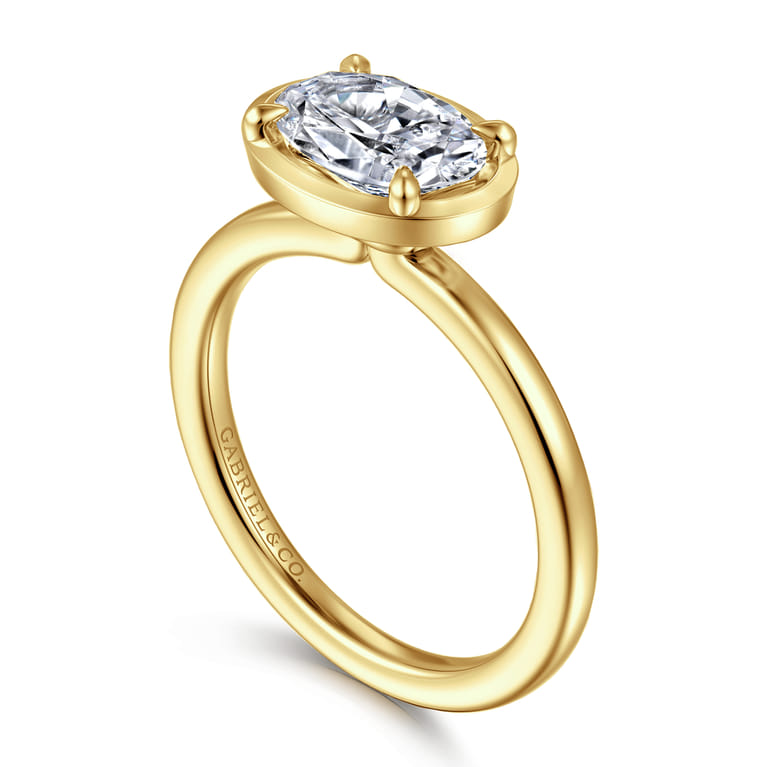 Linen - 14K Yellow Gold Oval Diamond Engagement Ring - Shot 3