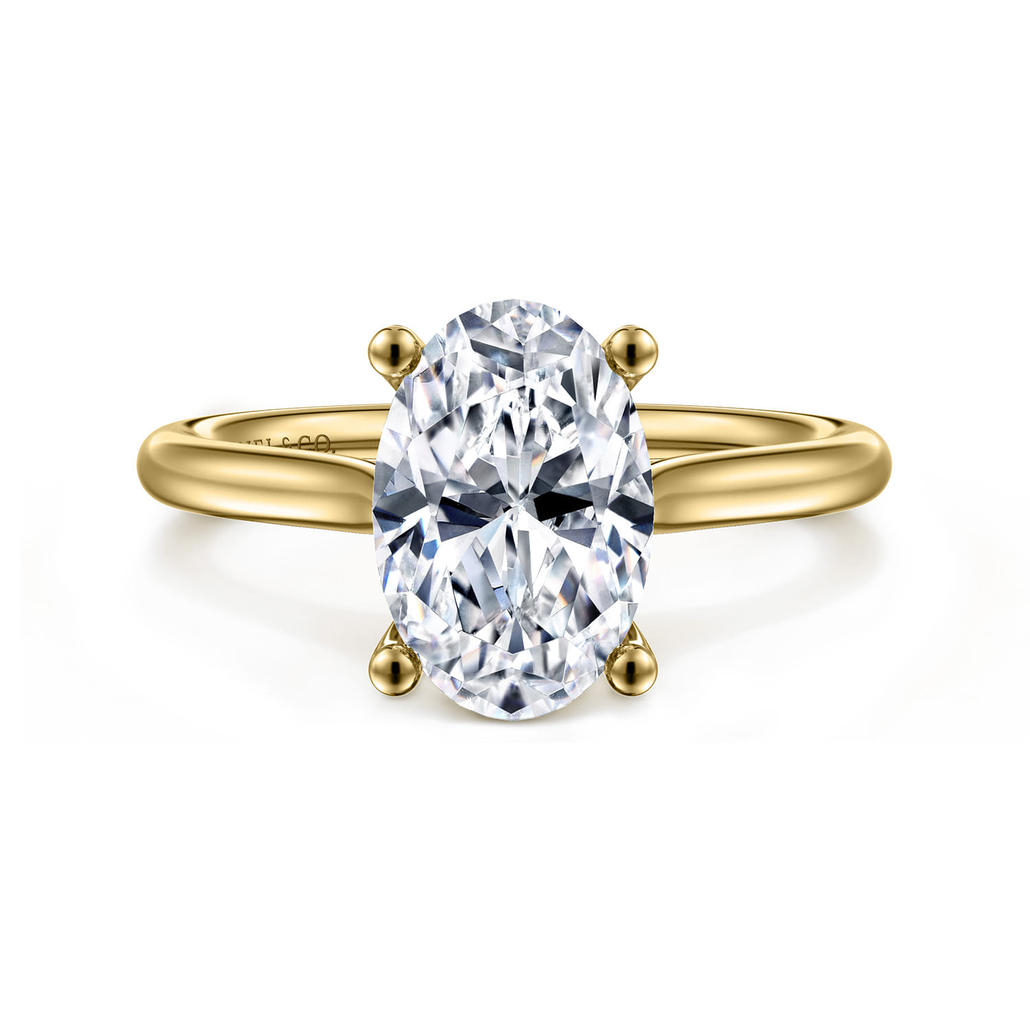 Bravo - 14K Yellow Gold Oval Solitaire Diamond Engagement Ring - Shot 1