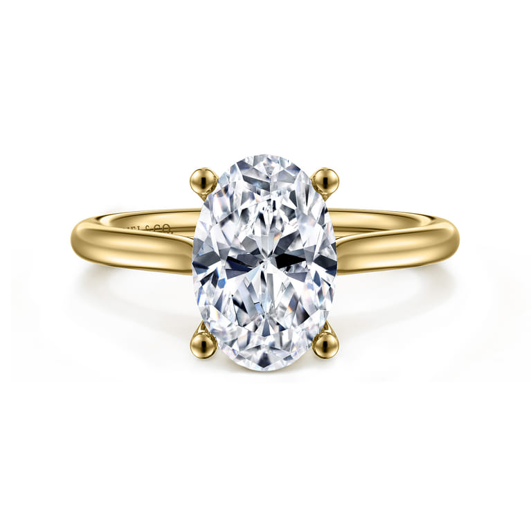 Bravo - 14K Yellow Gold Oval Solitaire Diamond Engagement Ring - Shot 1