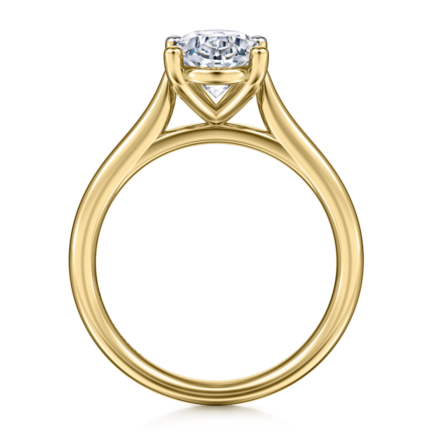 Bravo - 14K Yellow Gold Oval Solitaire Diamond Engagement Ring - Shot 2