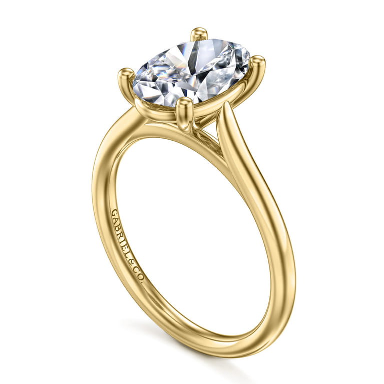 Bravo - 14K Yellow Gold Oval Solitaire Diamond Engagement Ring - Shot 3