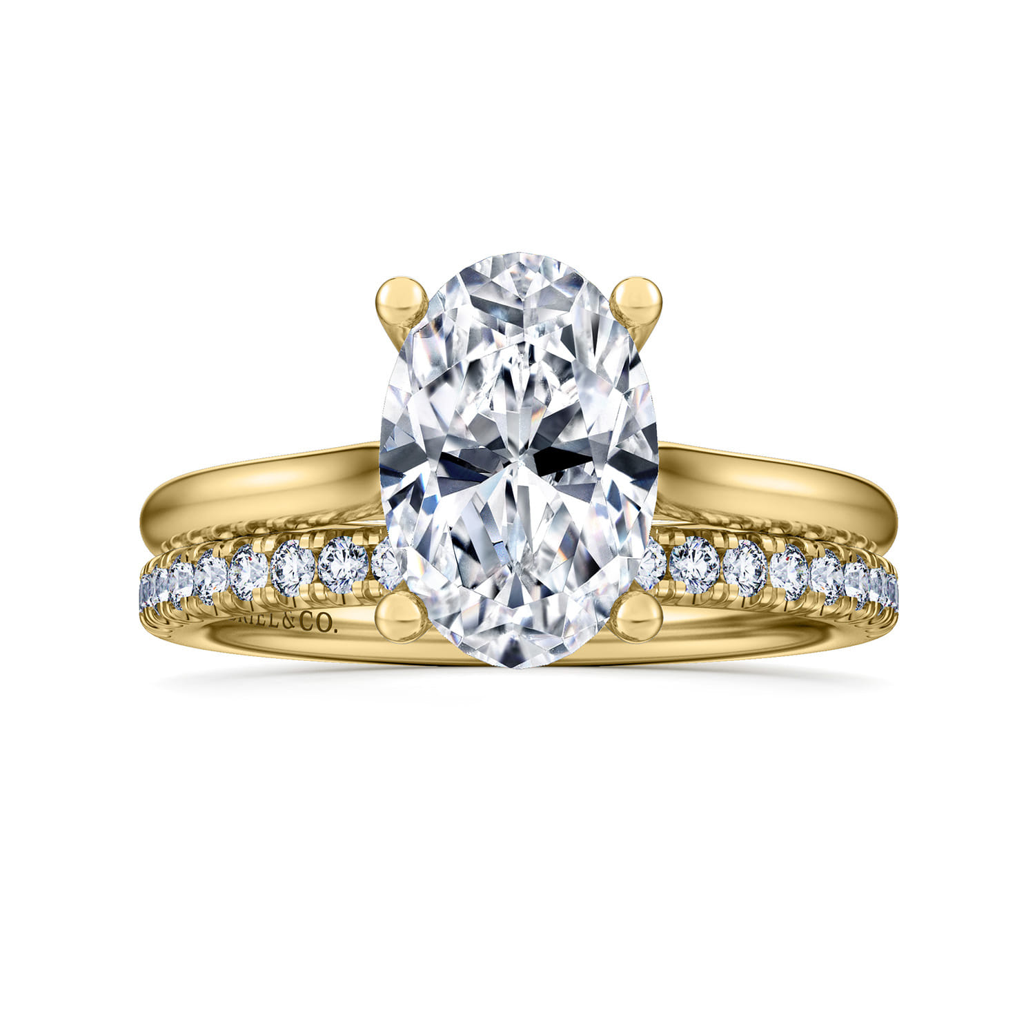 Bravo - 14K Yellow Gold Oval Solitaire Diamond Engagement Ring - Shot 4