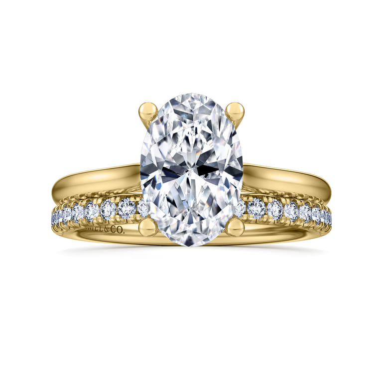 Bravo - 14K Yellow Gold Oval Solitaire Diamond Engagement Ring - Shot 4