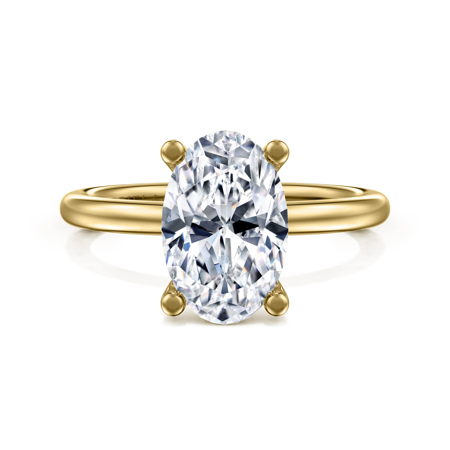 Ella - 14K Yellow Gold Oval Solitaire Diamond Engagement Ring - Shot 1