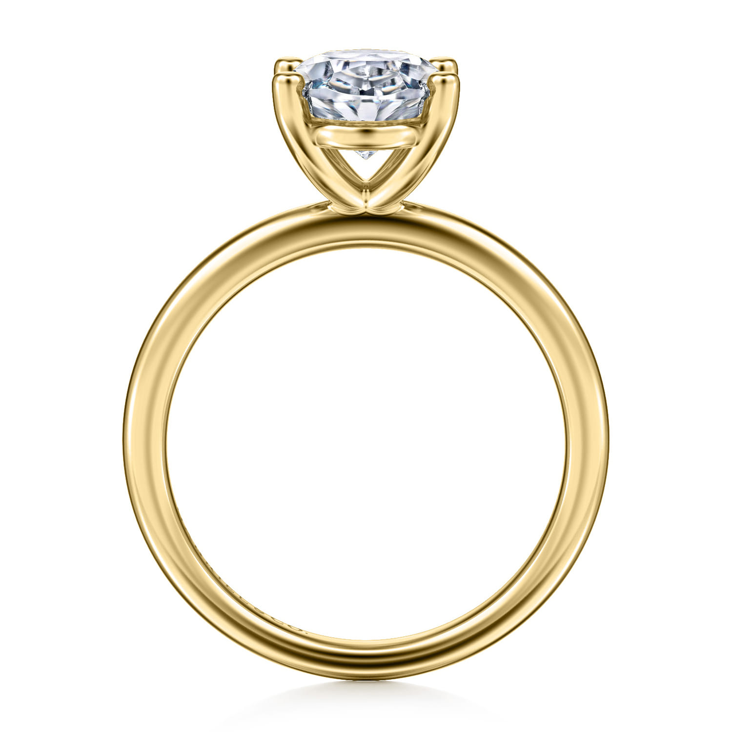 Ella - 14K Yellow Gold Oval Solitaire Diamond Engagement Ring - Shot 2
