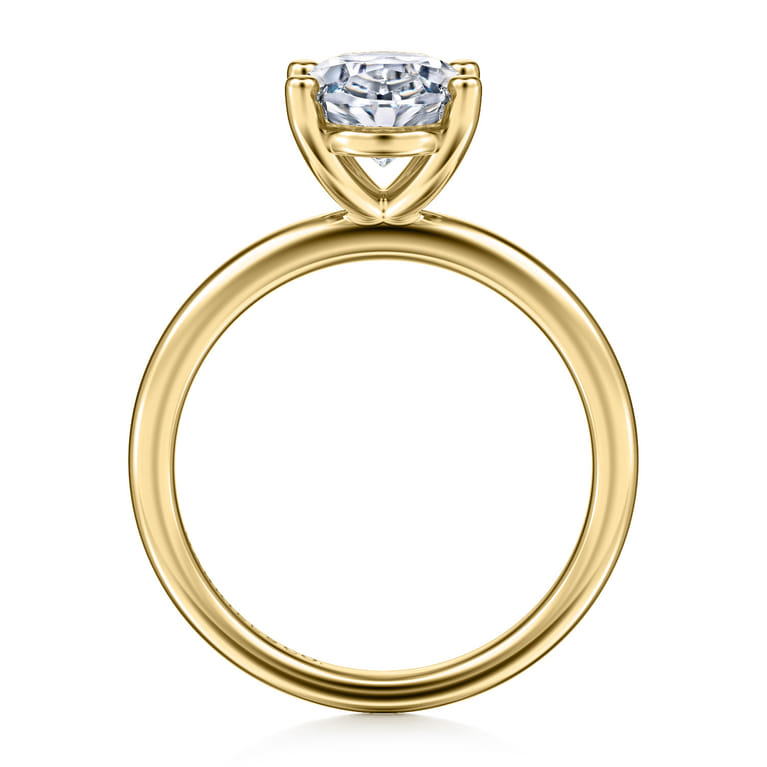 Ella - 14K Yellow Gold Oval Solitaire Diamond Engagement Ring - Shot 2