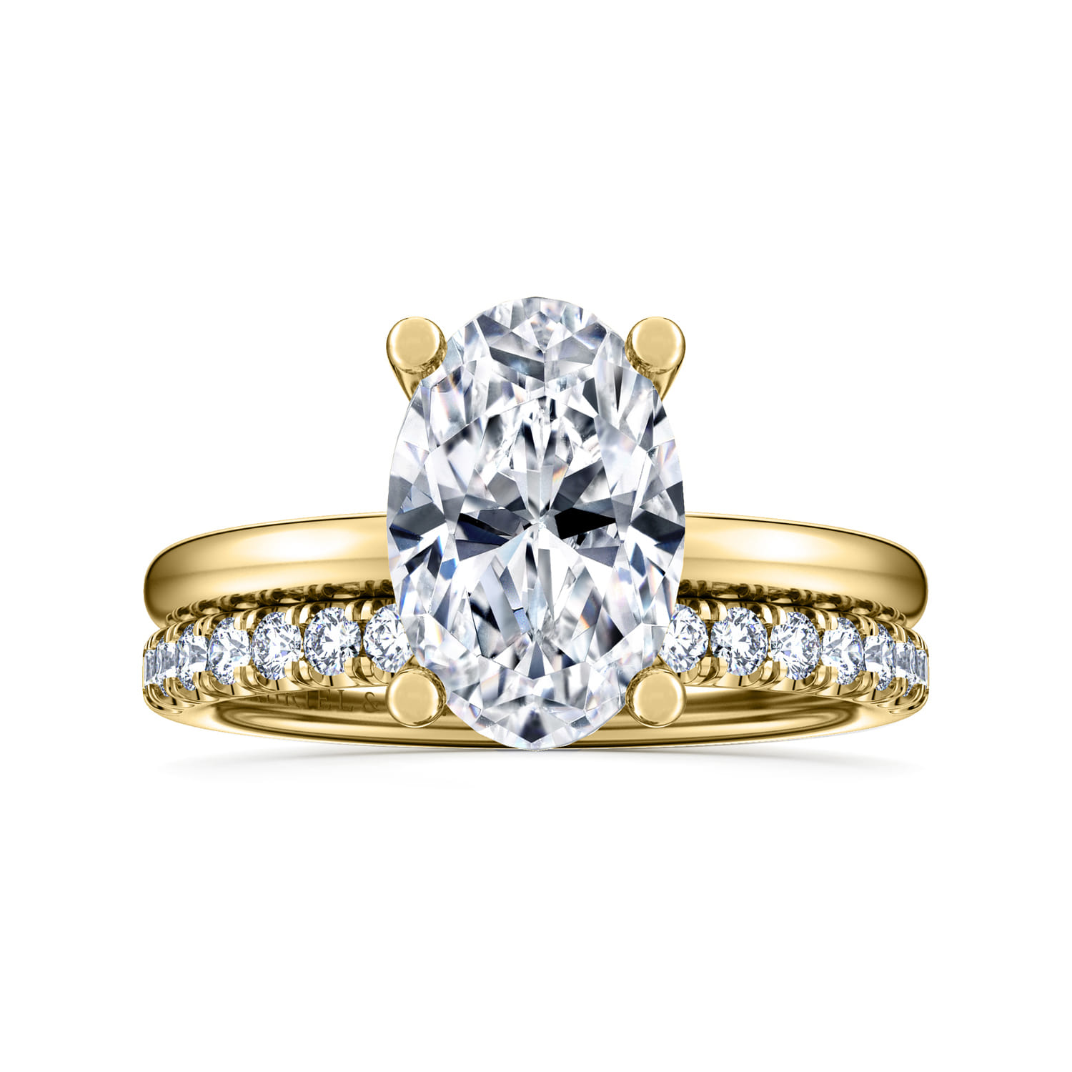 Ella - 14K Yellow Gold Oval Solitaire Diamond Engagement Ring - Shot 4