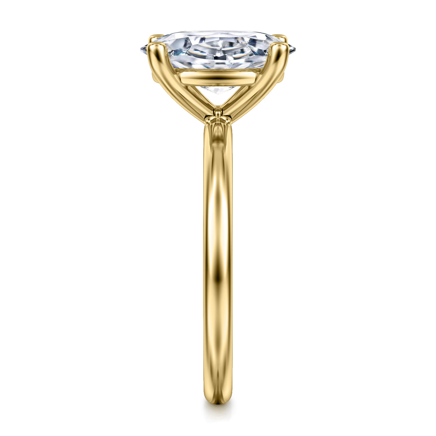 Ella - 14K Yellow Gold Oval Solitaire Diamond Engagement Ring - Shot 5