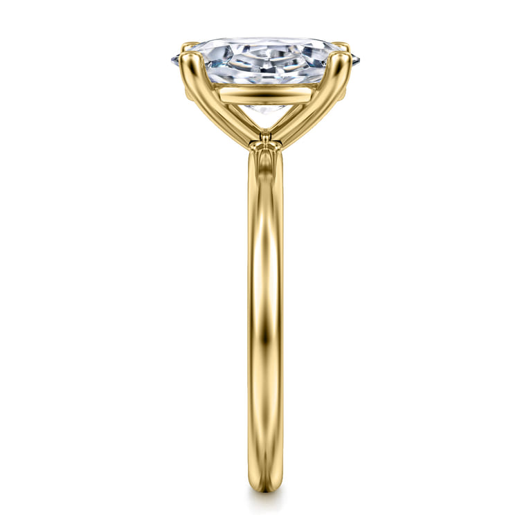 Ella - 14K Yellow Gold Oval Solitaire Diamond Engagement Ring - Shot 5