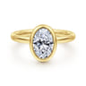 Linny - 14K Yellow Gold Oval Bezel Set Diamond Engagement Ring