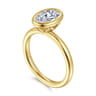 Linny - 14K Yellow Gold Oval Bezel Set Diamond Engagement Ring