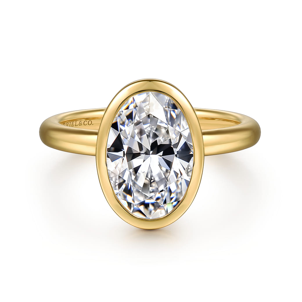 Oval Solitaire Ring in 14k Yellow Gold Gabriel ER16526O8Y4JJJ