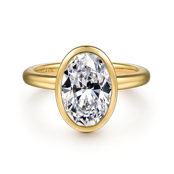14k White or Yellow Gold Oval Bezel Set Emerald & Diamond Ring 14k White or Yellow Gold Oval Bezel Set Emerald & Diamond Ring