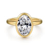 Linny - 14K Yellow Gold Oval Bezel Set Diamond Engagement Ring