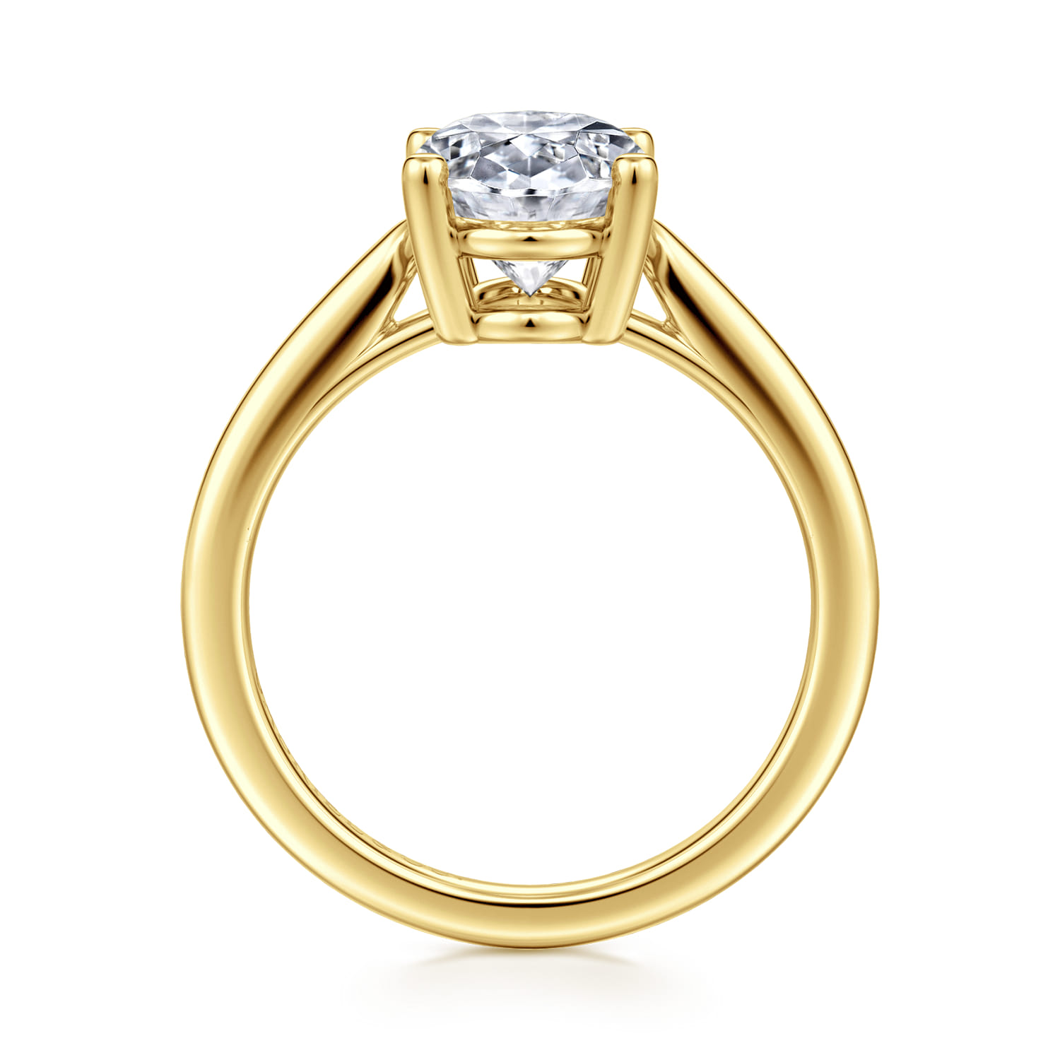Anushka - 14K Yellow Gold Oval Solitaire Diamond Engagement Ring - Shot 2
