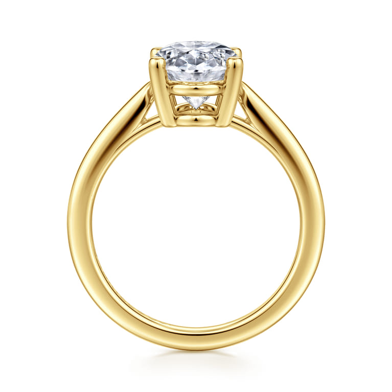 Anushka - 14K Yellow Gold Oval Solitaire Diamond Engagement Ring - Shot 2