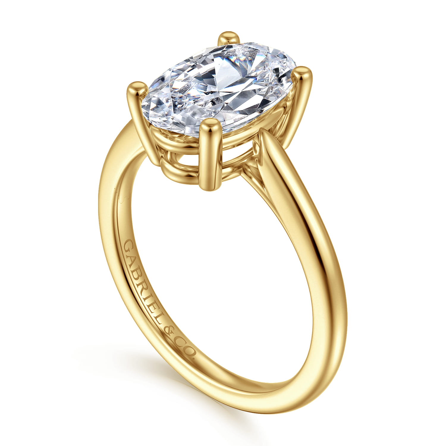 Anushka - 14K Yellow Gold Oval Solitaire Diamond Engagement Ring - Shot 3
