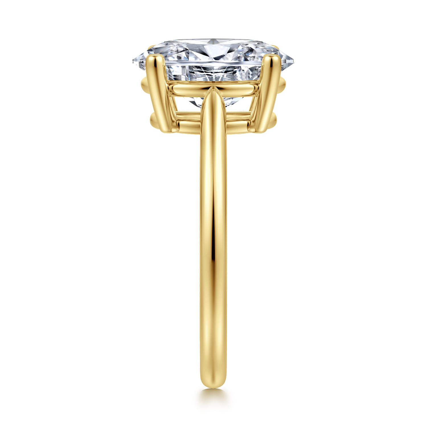 Anushka - 14K Yellow Gold Oval Solitaire Diamond Engagement Ring - Shot 4