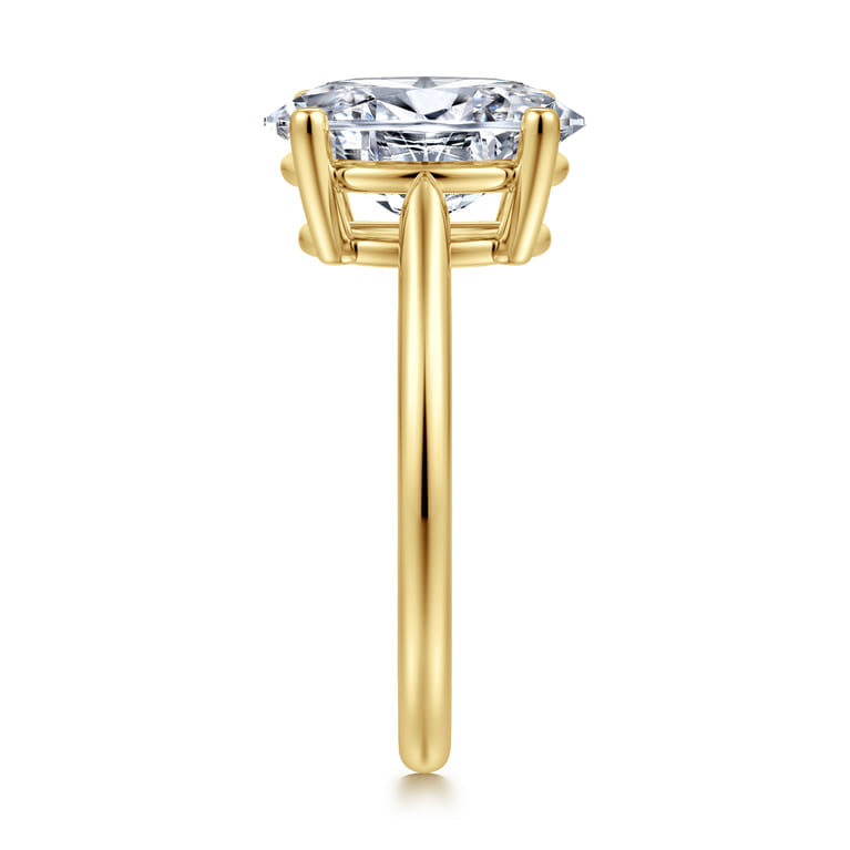 Anushka - 14K Yellow Gold Oval Solitaire Diamond Engagement Ring - Shot 4