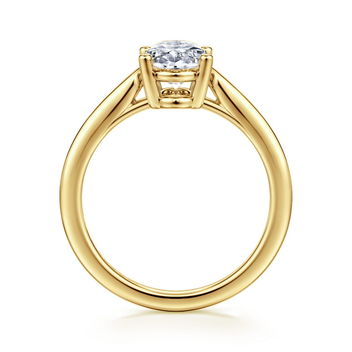 Anushka - 14K Yellow Gold Oval Solitaire Diamond Engagement Ring - Shot 2