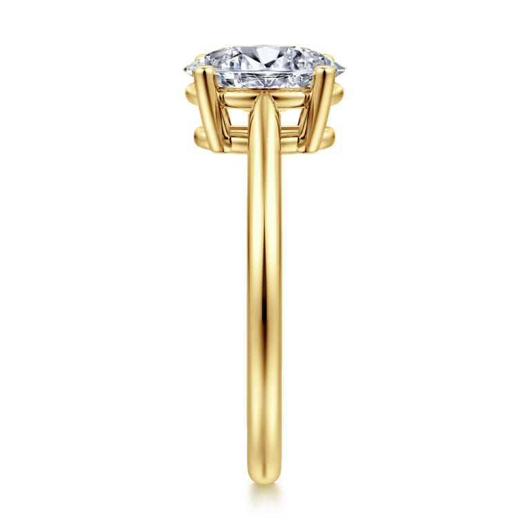 Anushka - 14K Yellow Gold Oval Solitaire Diamond Engagement Ring - Shot 4
