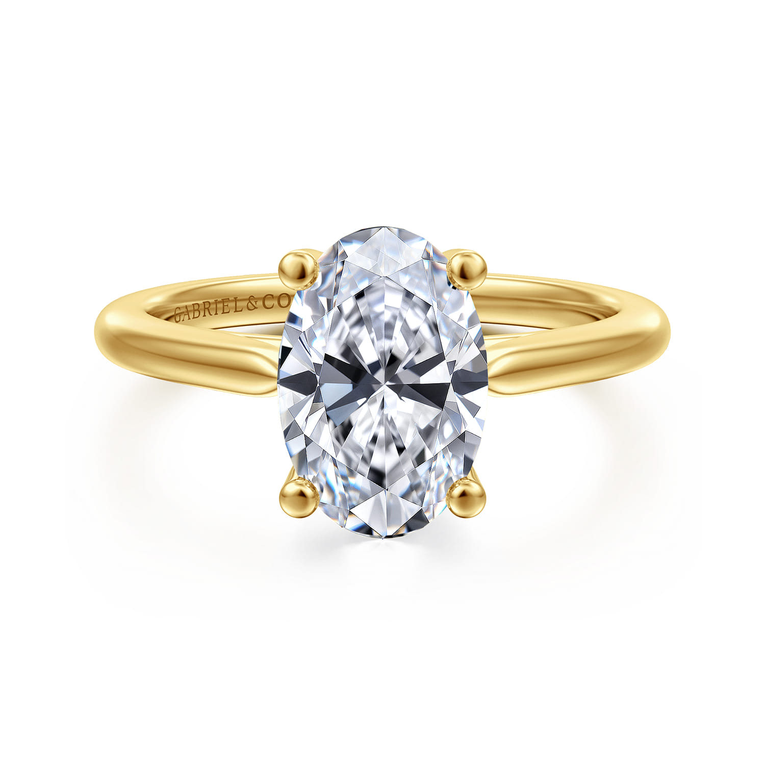 Anushka - 14K Yellow Gold Oval Solitaire Diamond Engagement Ring - Shot 1
