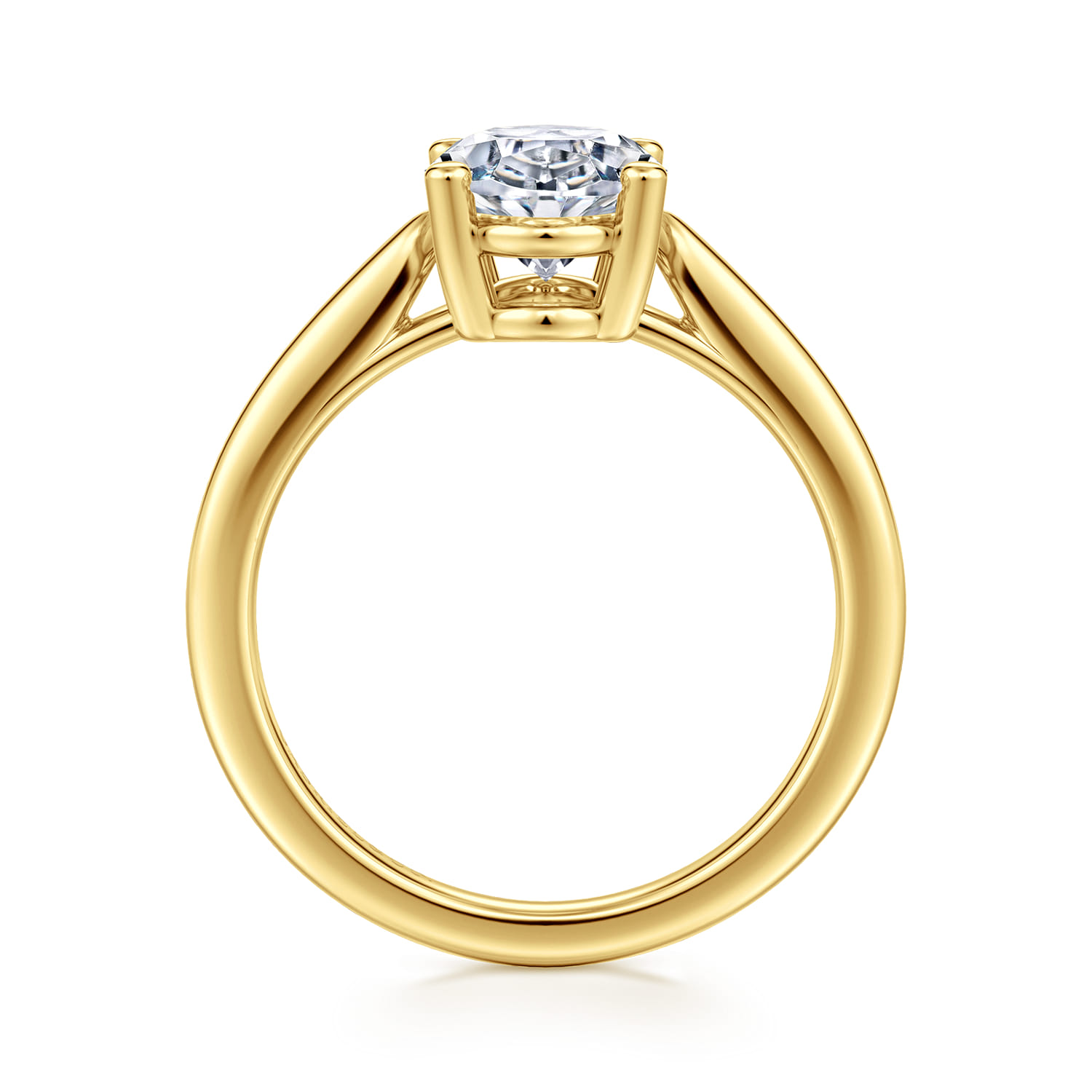 Anushka - 14K Yellow Gold Oval Solitaire Diamond Engagement Ring - Shot 2