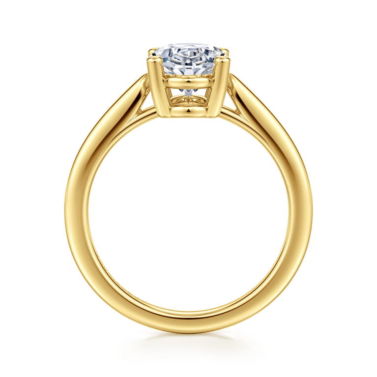Anushka - 14K Yellow Gold Oval Solitaire Diamond Engagement Ring - Shot 2