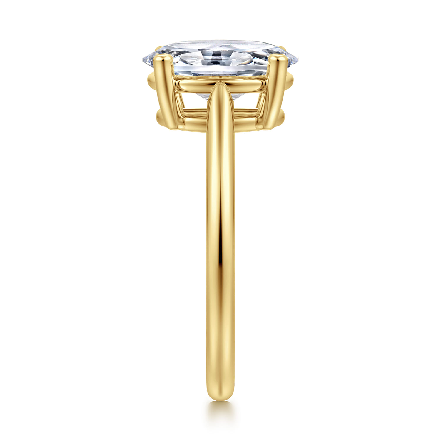Anushka - 14K Yellow Gold Oval Solitaire Diamond Engagement Ring - Shot 4