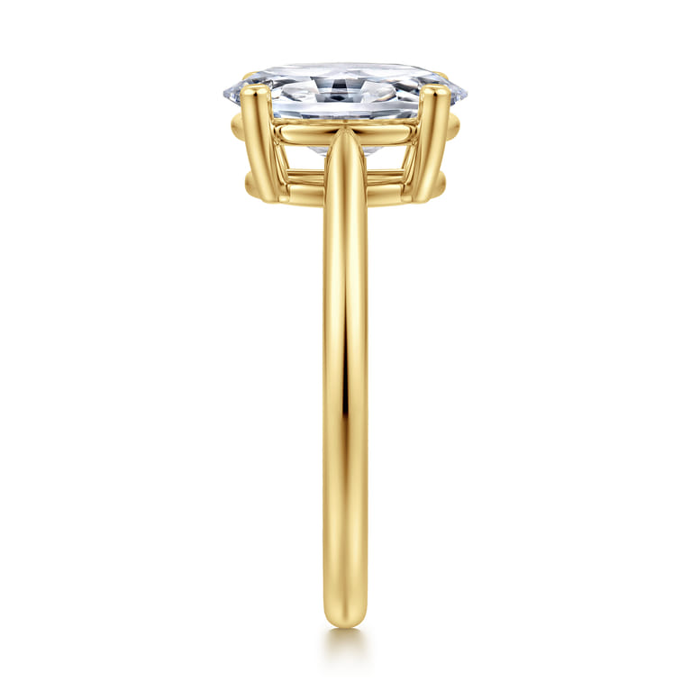 Anushka - 14K Yellow Gold Oval Solitaire Diamond Engagement Ring - Shot 4