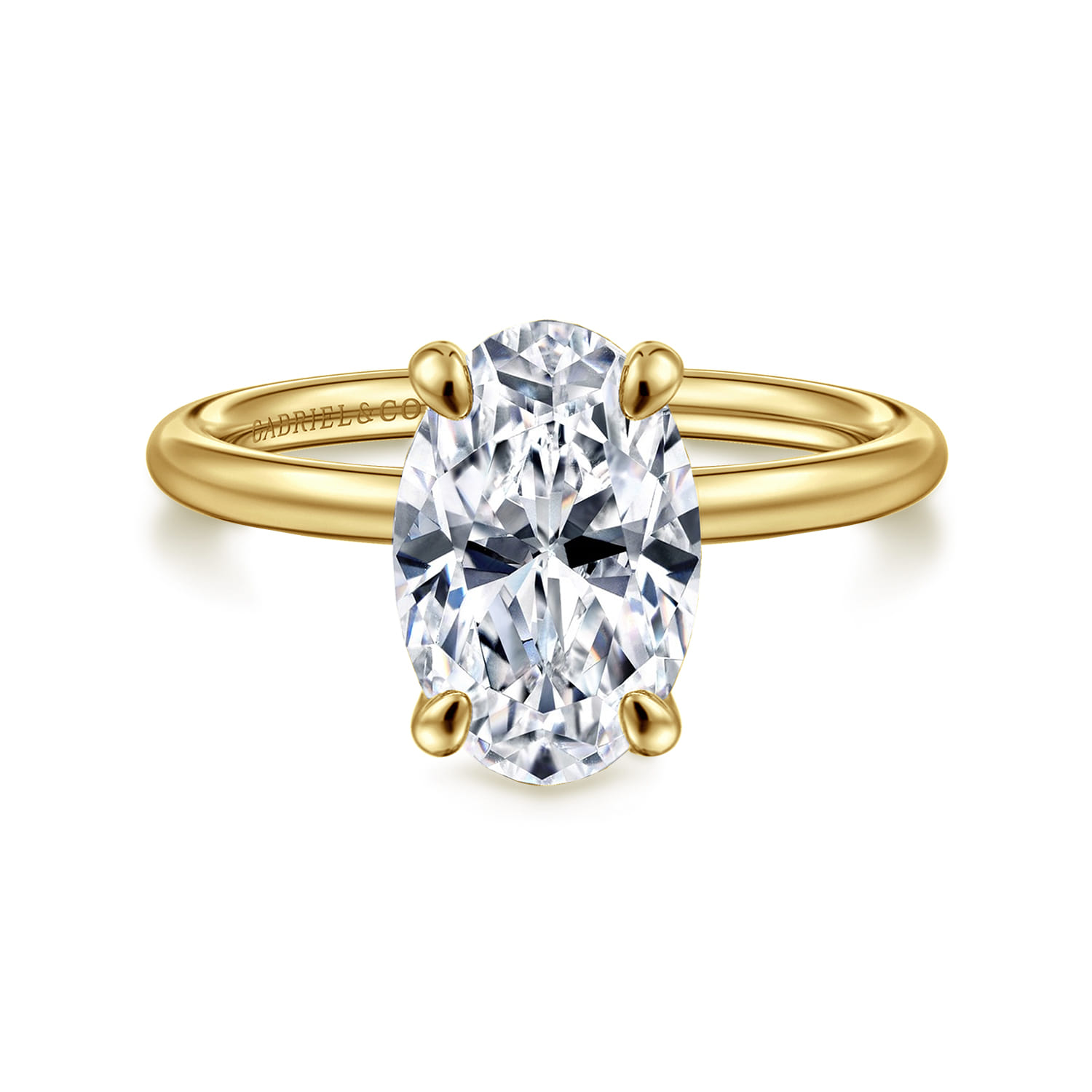 Tiana - 14K Yellow Gold Oval Solitaire Diamond Engagement Ring - Shot 1