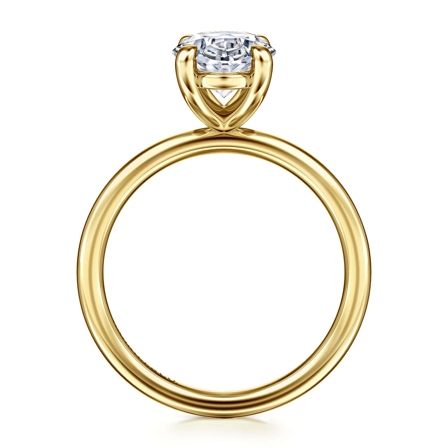 Tiana - 14K Yellow Gold Oval Solitaire Diamond Engagement Ring - Shot 2
