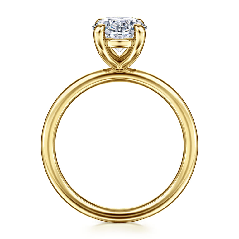 Tiana - 14K Yellow Gold Oval Solitaire Diamond Engagement Ring - Shot 2