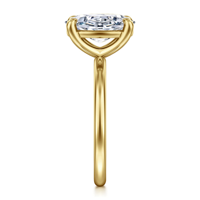 Tiana - 14K Yellow Gold Oval Solitaire Diamond Engagement Ring - Shot 4