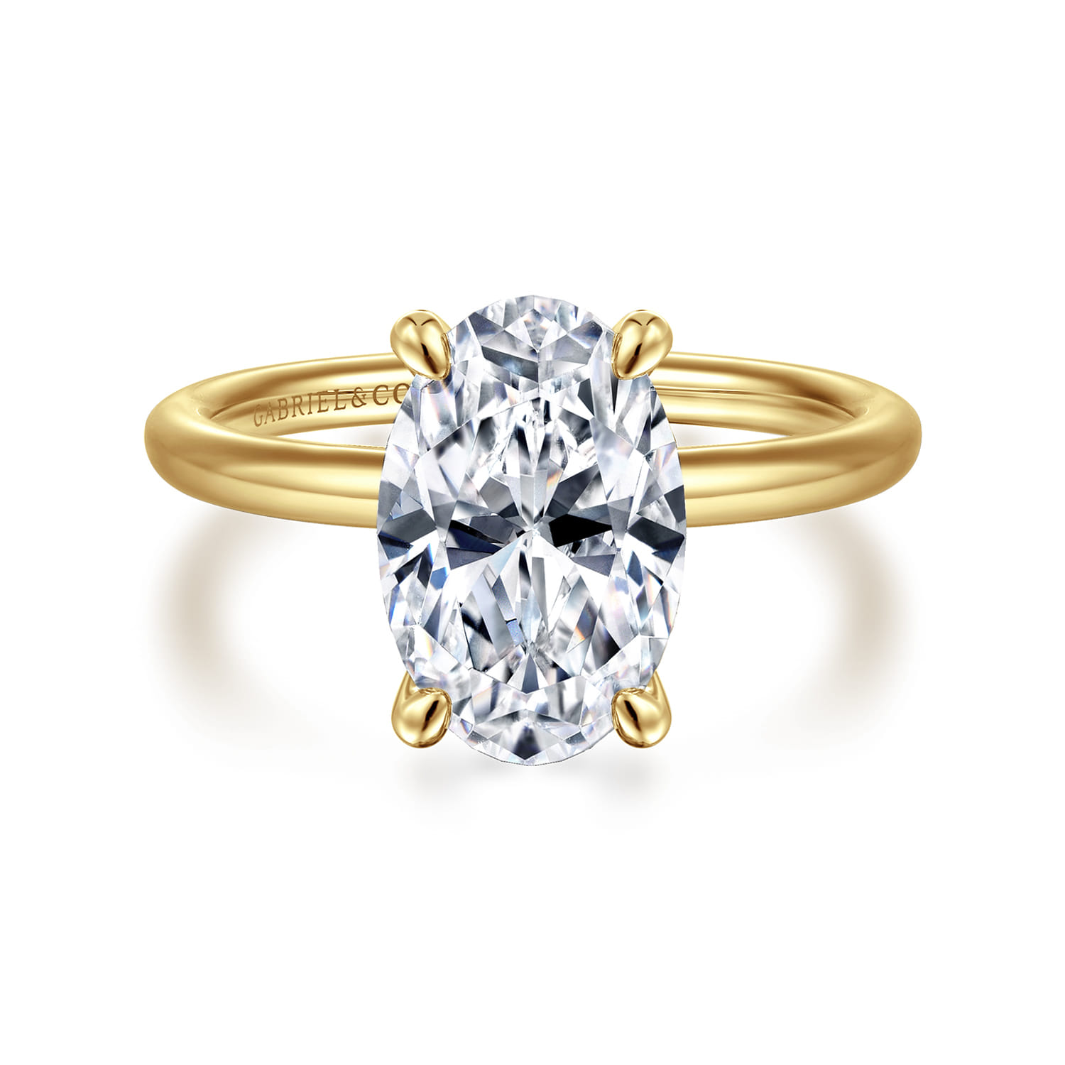 Tiana - 14K Yellow Gold Oval Solitaire Diamond Engagement Ring - Shot 1