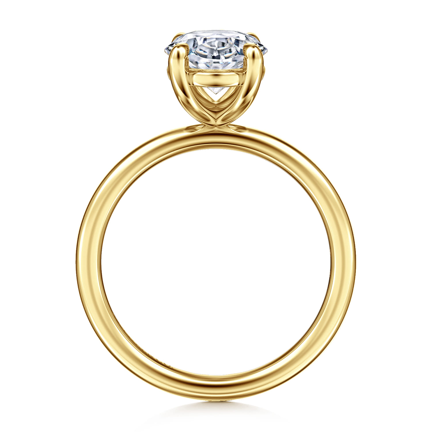 Tiana - 14K Yellow Gold Oval Solitaire Diamond Engagement Ring - Shot 2
