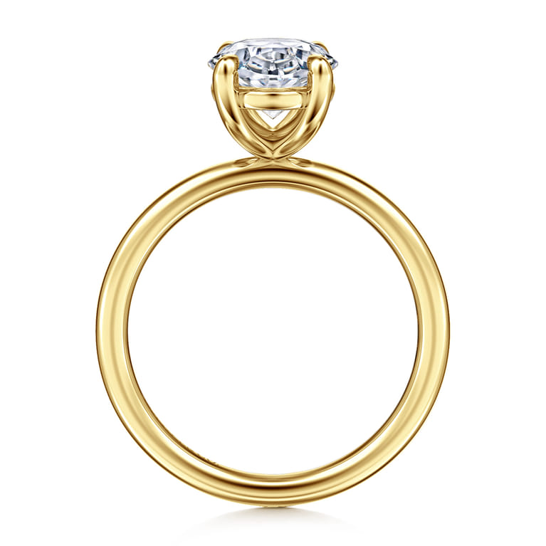Tiana - 14K Yellow Gold Oval Solitaire Diamond Engagement Ring - Shot 2