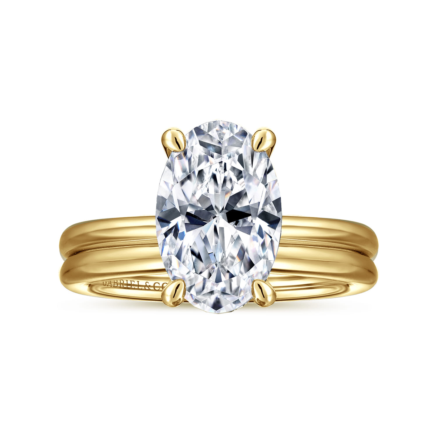 Tiana - 14K Yellow Gold Oval Solitaire Diamond Engagement Ring - Shot 4
