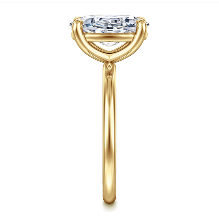 Tiana - 14K Yellow Gold Oval Solitaire Diamond Engagement Ring - Shot 5