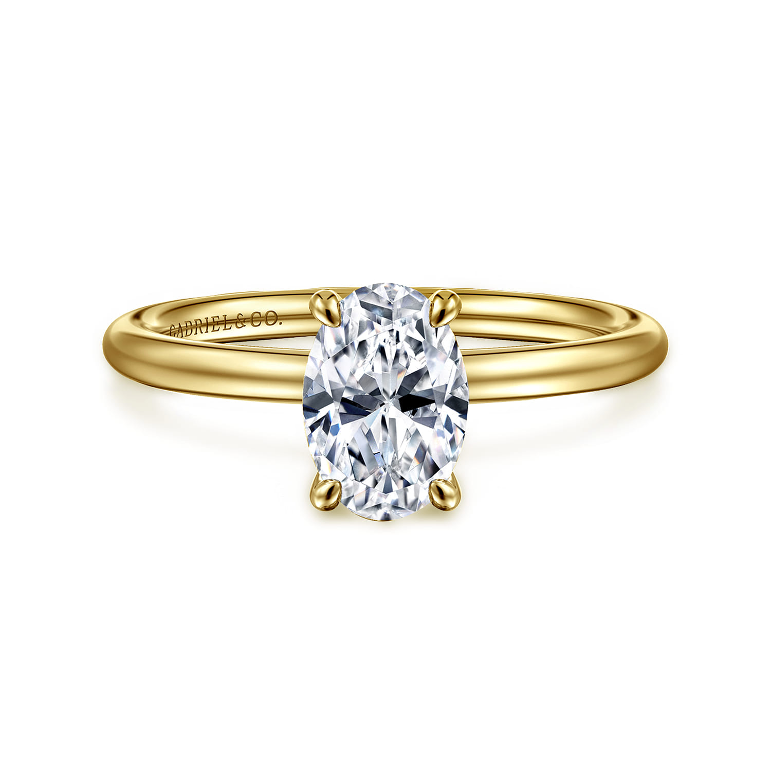 Tiana - 14K Yellow Gold Oval Solitaire Diamond Engagement Ring - Shot 1
