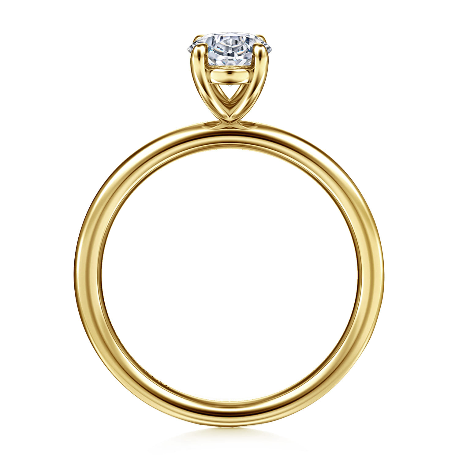 Tiana - 14K Yellow Gold Oval Solitaire Diamond Engagement Ring - Shot 2