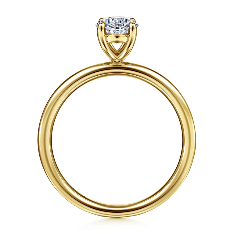 Tiana - 14K Yellow Gold Oval Solitaire Diamond Engagement Ring - Shot 2