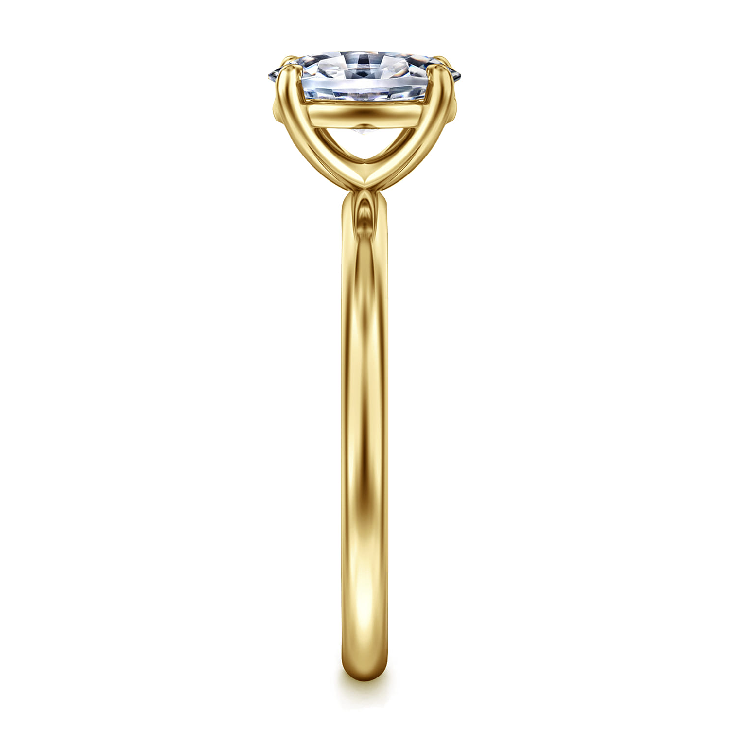 Tiana - 14K Yellow Gold Oval Solitaire Diamond Engagement Ring - Shot 4