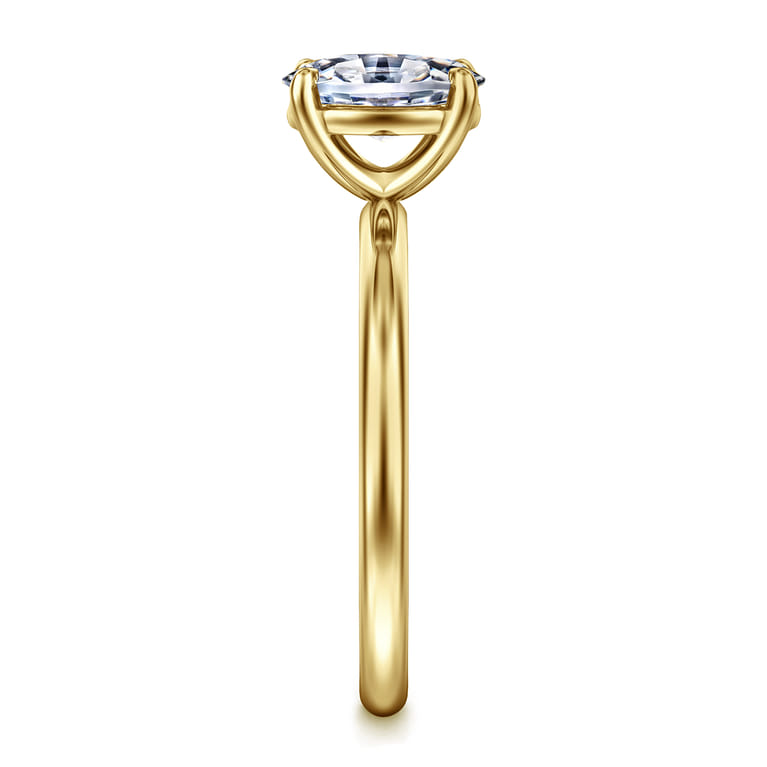 Tiana - 14K Yellow Gold Oval Solitaire Diamond Engagement Ring - Shot 4