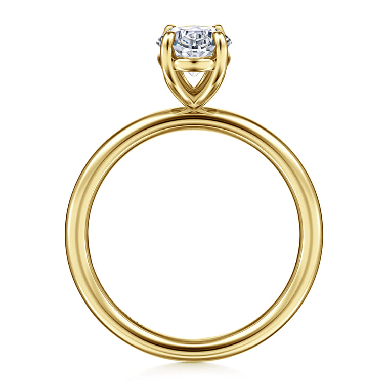Tiana - 14K Yellow Gold Oval Solitaire Diamond Engagement Ring - Shot 2