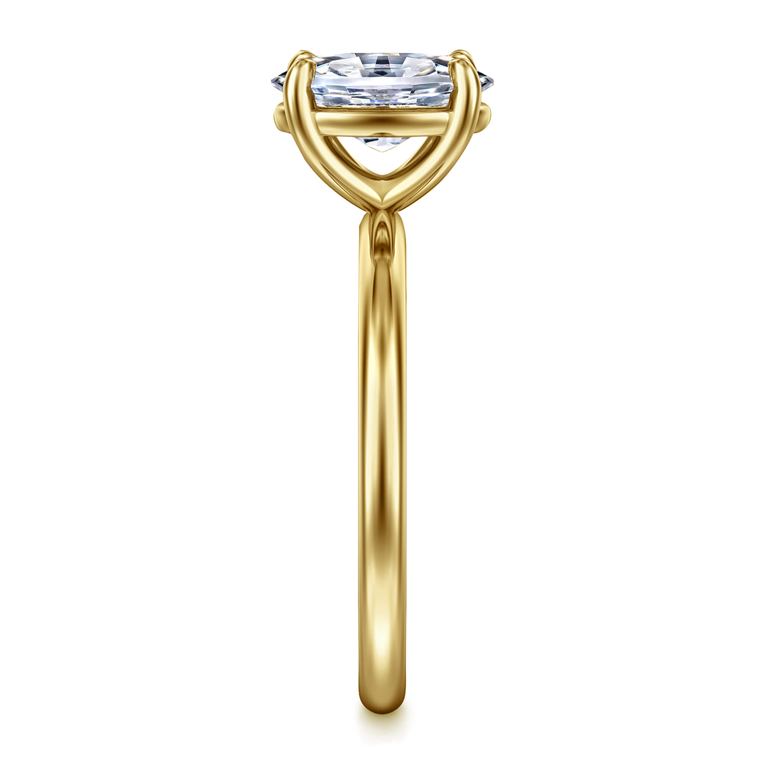 Tiana - 14K Yellow Gold Oval Solitaire Diamond Engagement Ring - Shot 4