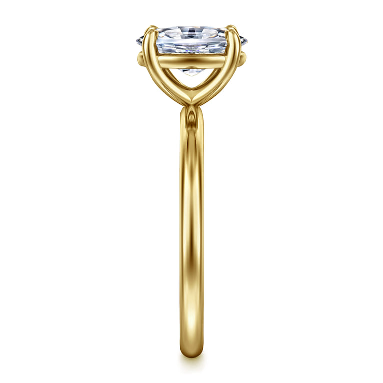 Tiana - 14K Yellow Gold Oval Solitaire Diamond Engagement Ring - Shot 4