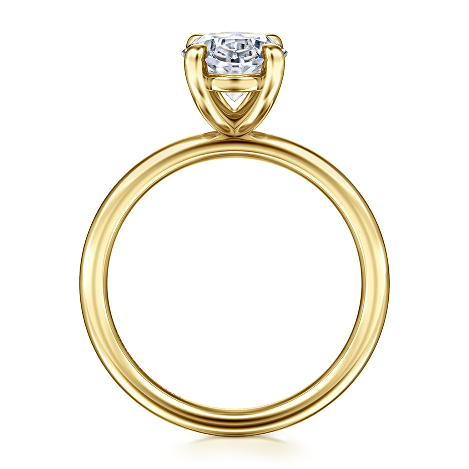 Tiana - 14K Yellow Gold Oval Solitaire Diamond Engagement Ring - Shot 2